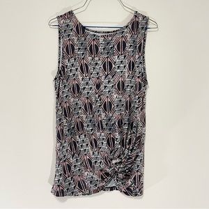 Loft Geometric Print Twist Front Tank Top Size M